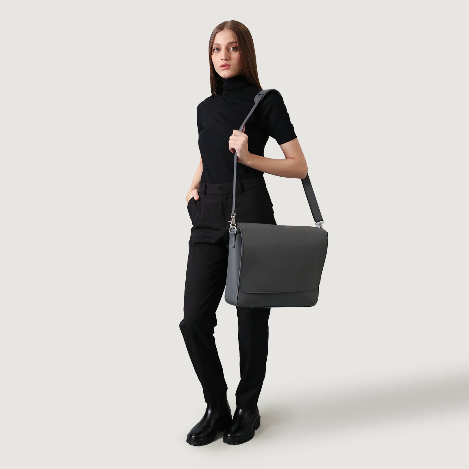 Womens grey messenger bag outlet