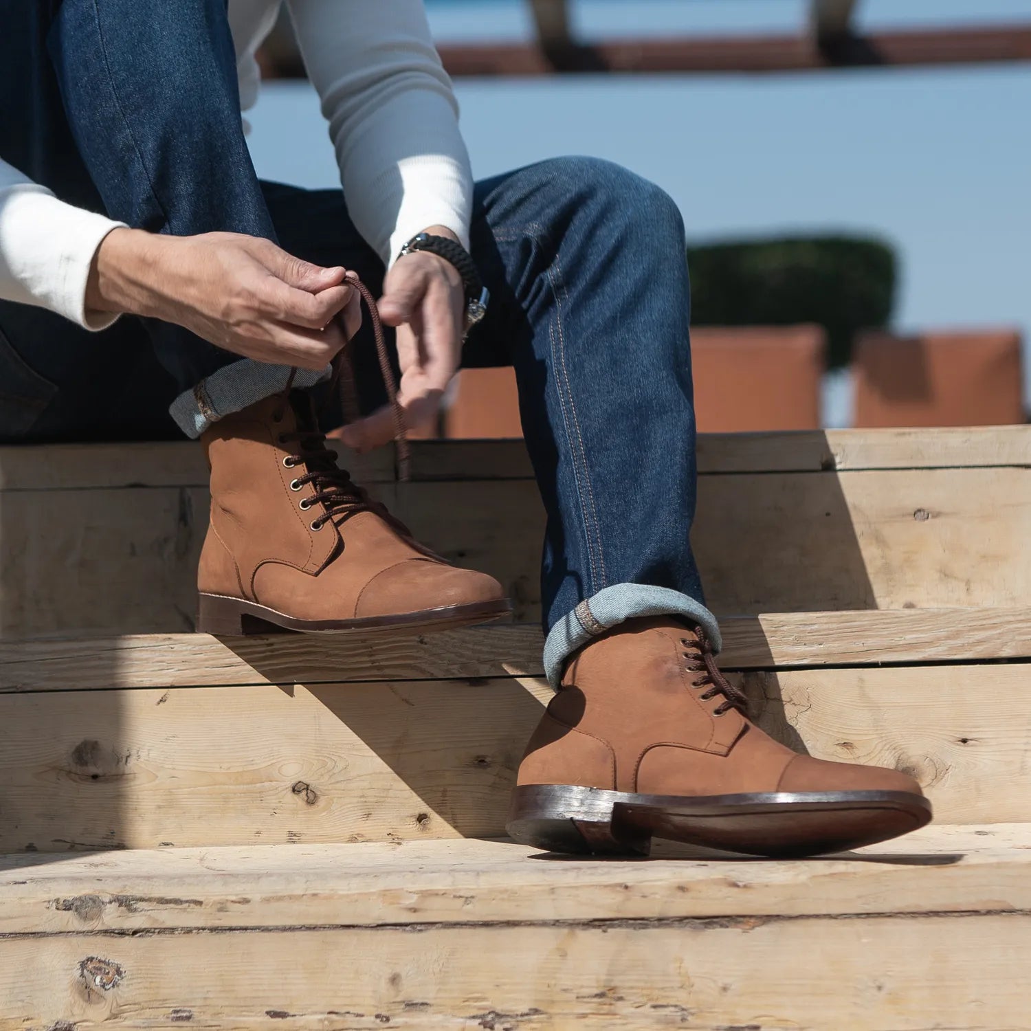 Mens real leather boots discount