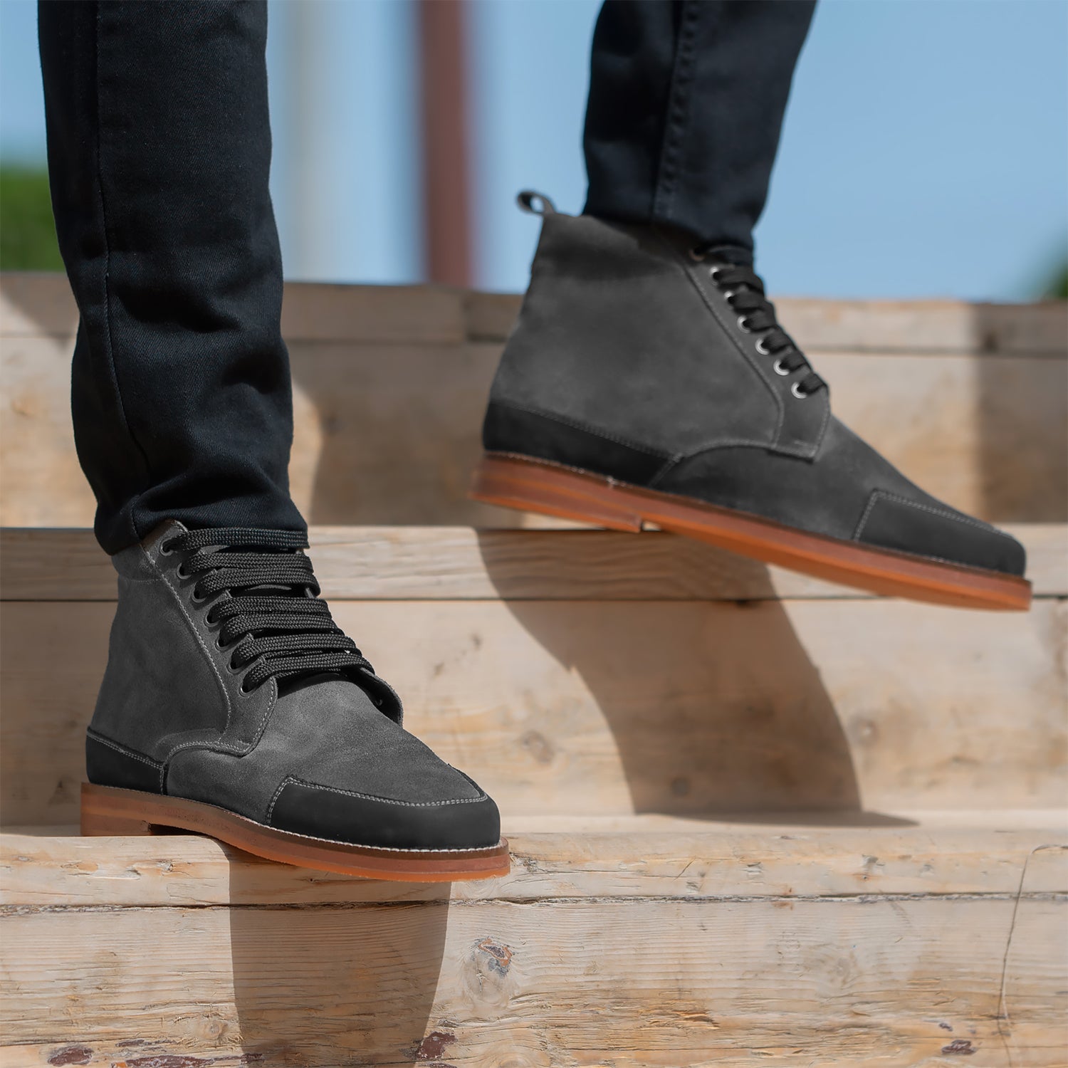 Carnell Moc Toe Grey Suede Boots For Men The Jacket Maker