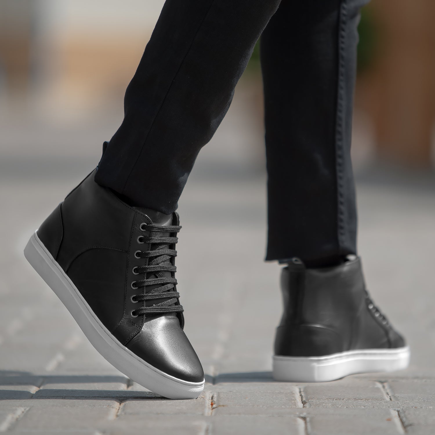 Marty High Top Black Leather Sneakers For Men The Jacket Maker