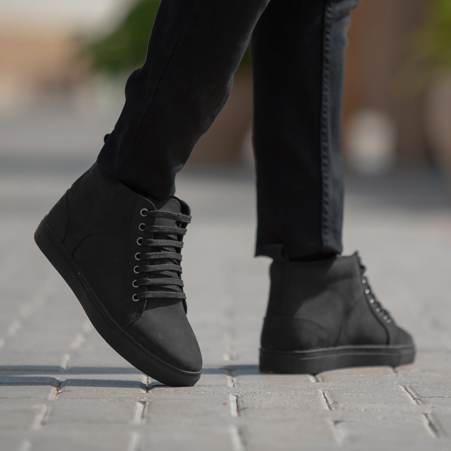 Black leather high top shoes outlet