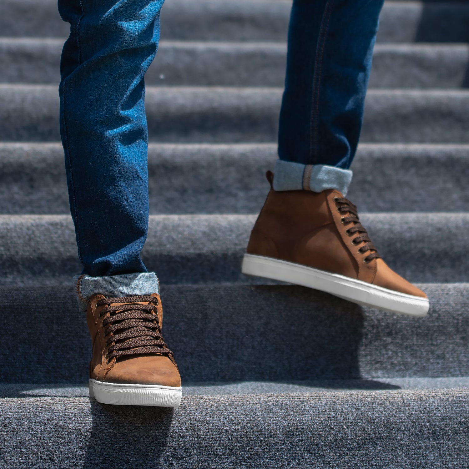 Marty High Top Pull up Brown Leather Sneakers For Men The Jacket Maker