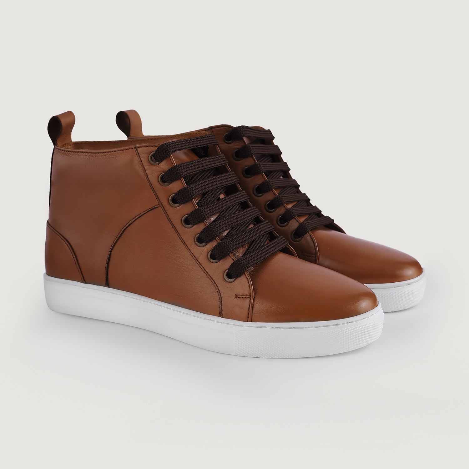 Marty High Top Tan Leather Sneakers For Men - The Jacket Maker