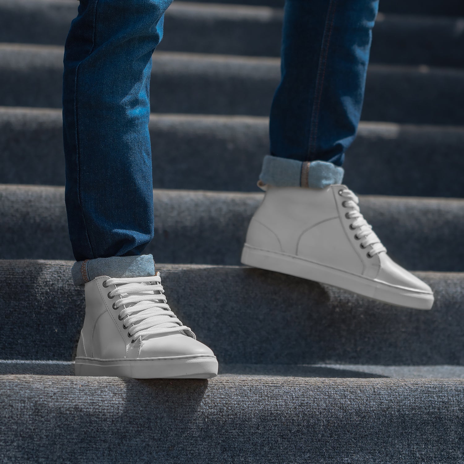 Marty High Top White Leather Sneakers For Men The Jacket Maker