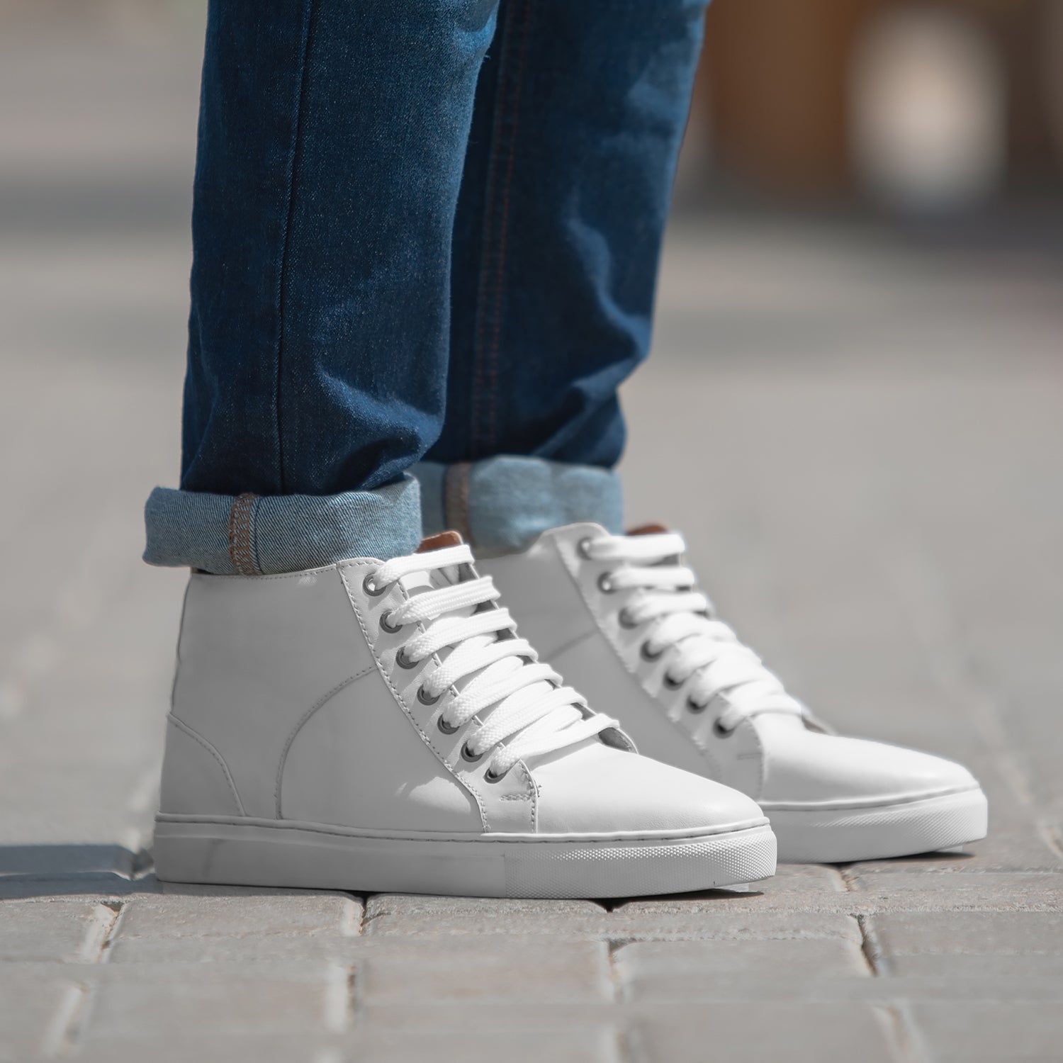 Marty High Top White Leather Sneakers For Men The Jacket Maker