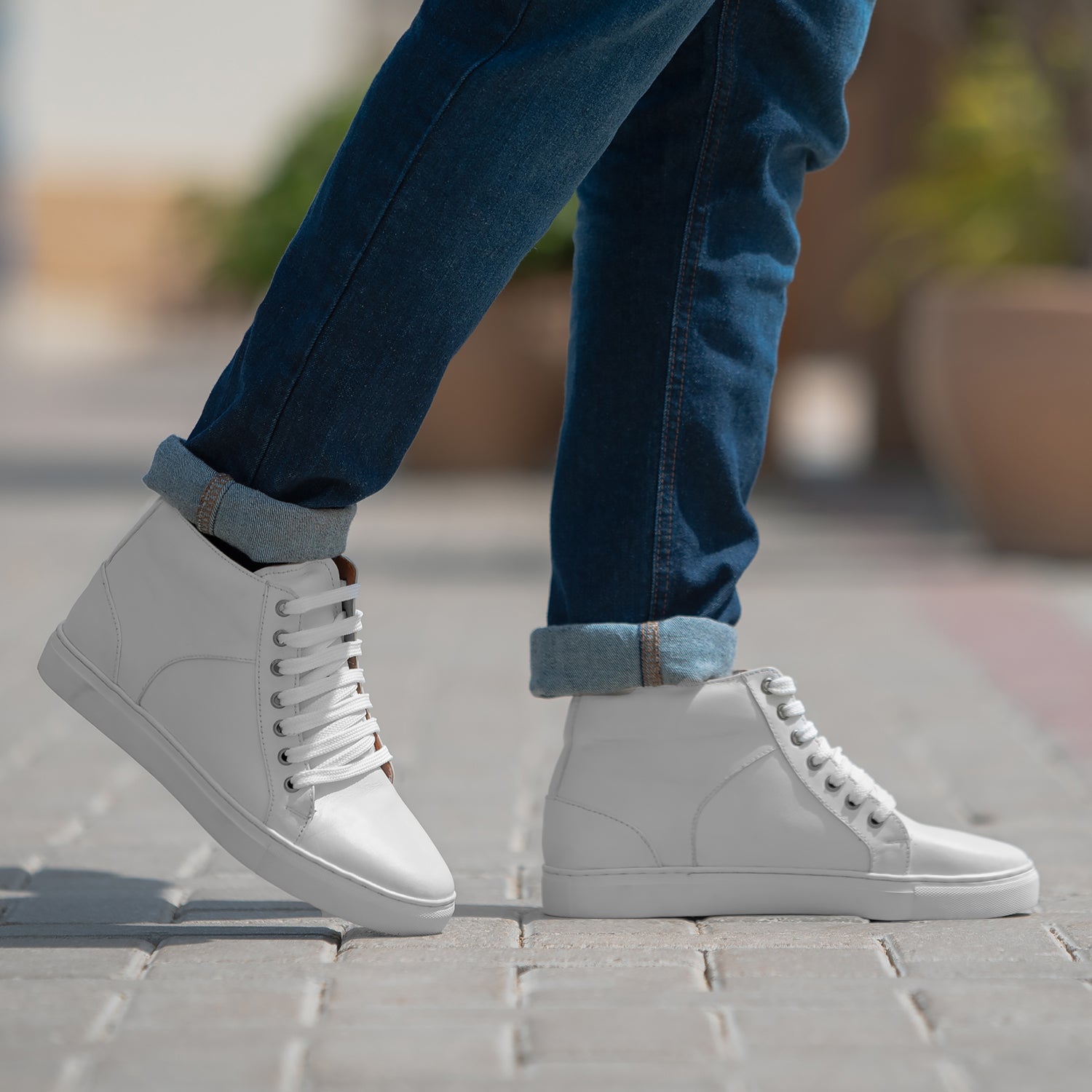 Marty High Top White Leather Sneakers For Men The Jacket Maker