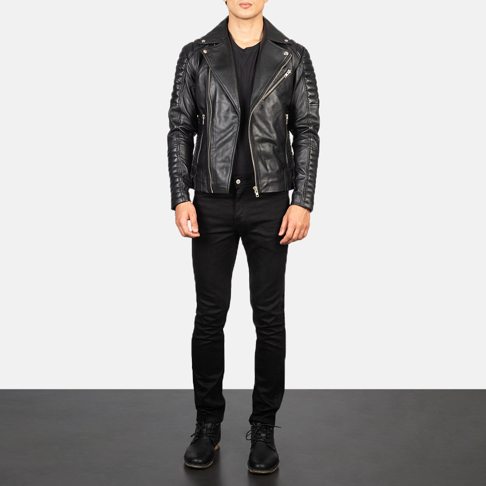 Men s Armand Black Leather Biker Jacket The Jacket Maker