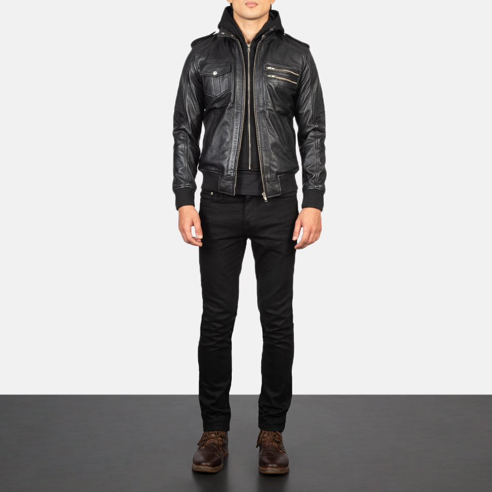 Black leather jacket with black jeans clearance