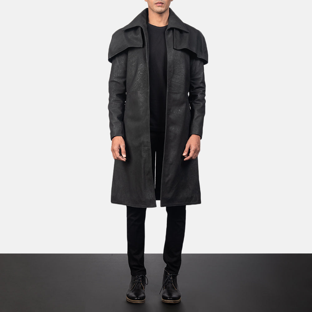 Mens long leather duster coat shop