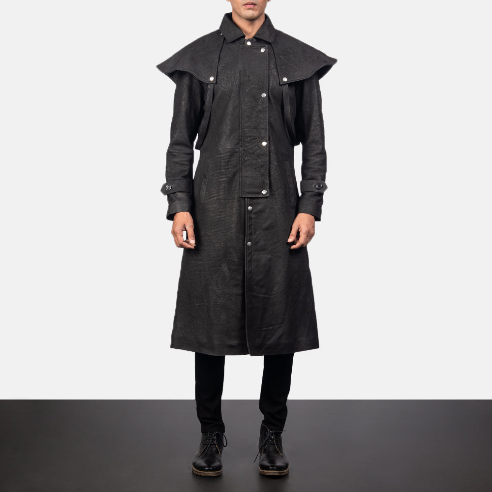 Black leather duster coat 2025