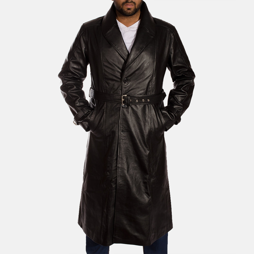 Mens Leather Cape Coat Duster Coat Mens Black Leather Trench Coat
