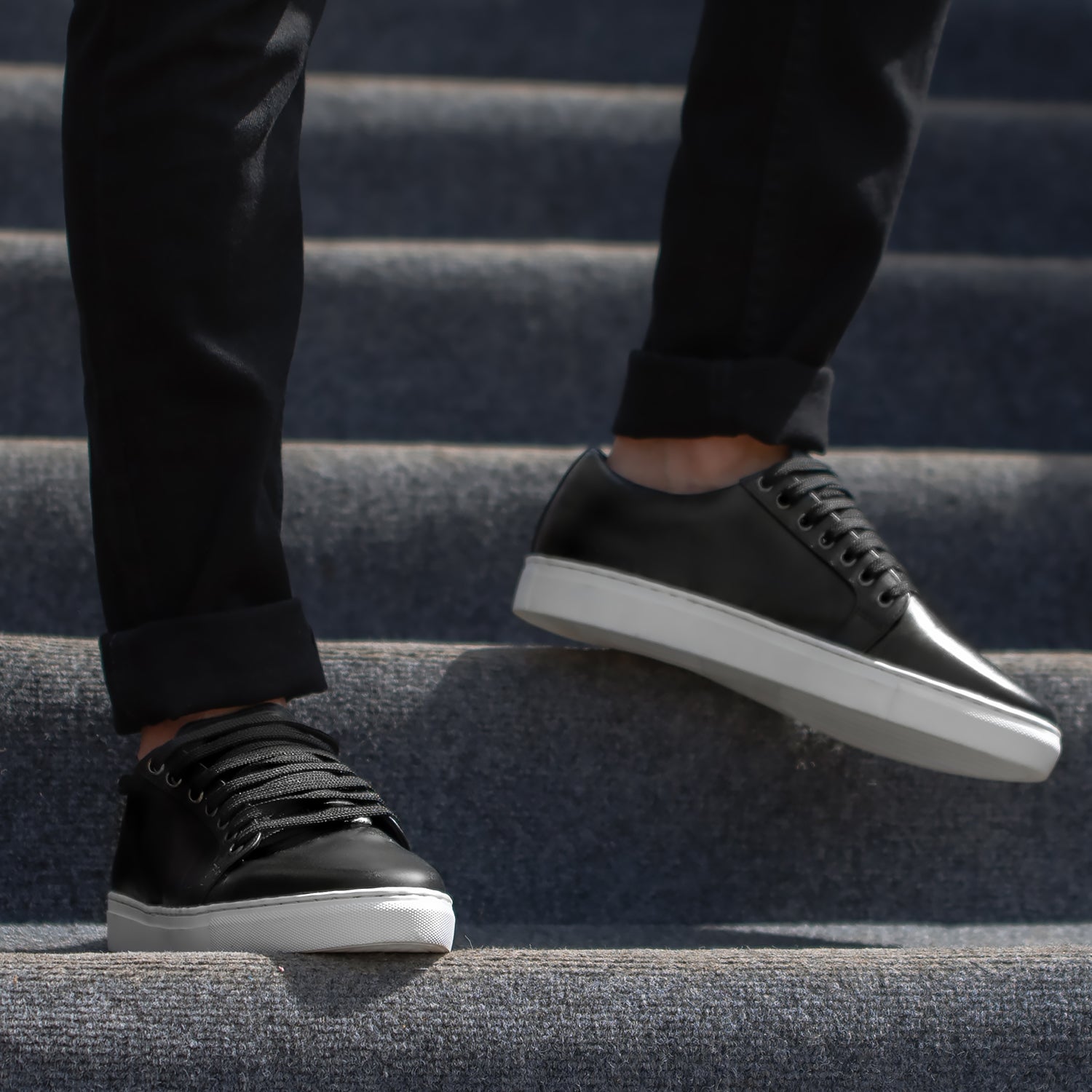 Murphy Low Top Black Leather Sneakers