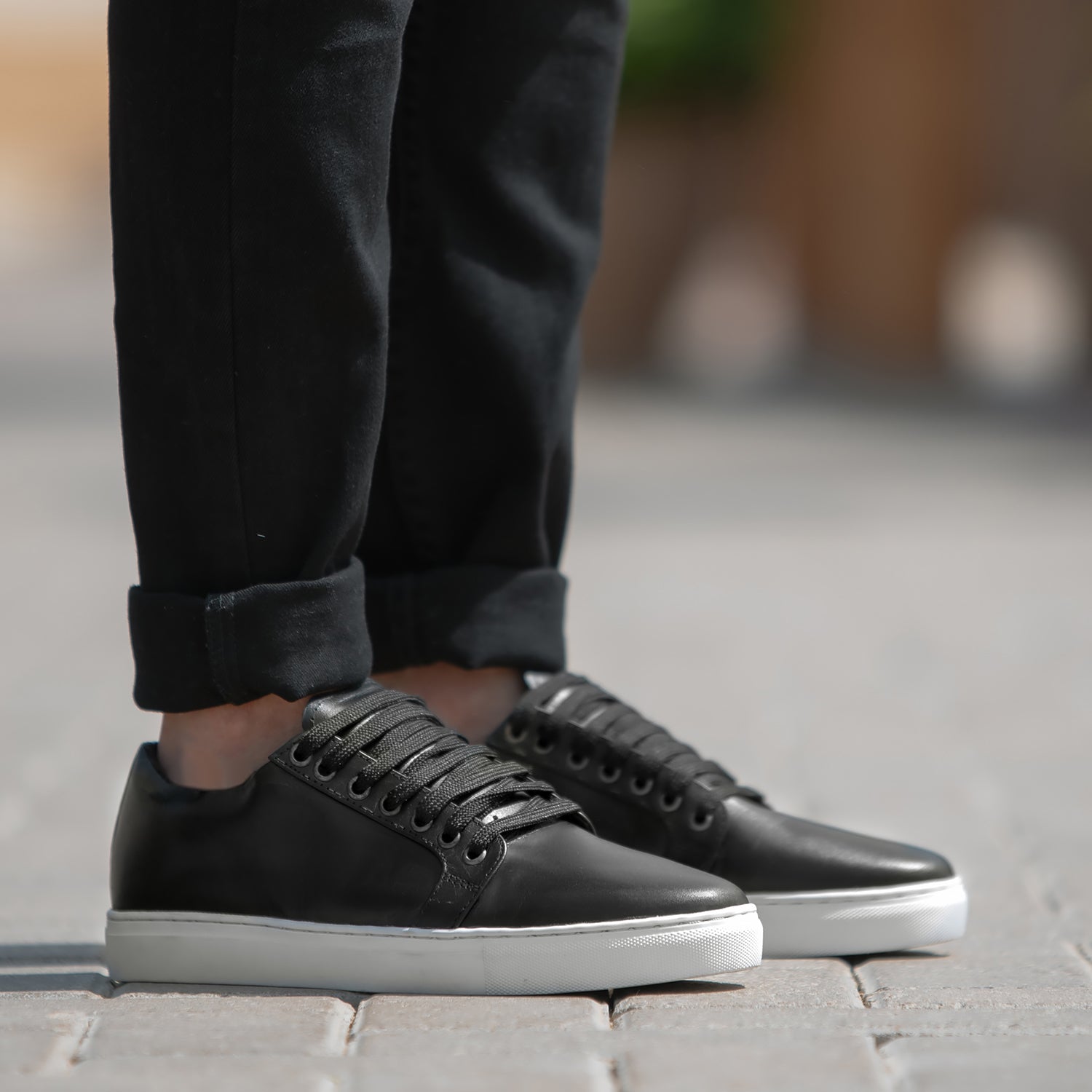 Black leather shoes mens shop