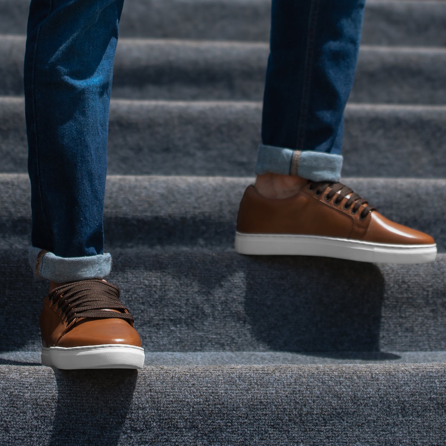 Murphy Low Top Tan Leather Sneakers