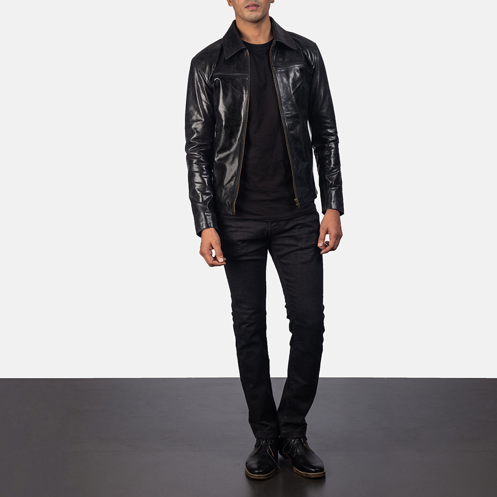 Black leather jacket and black jeans clearance