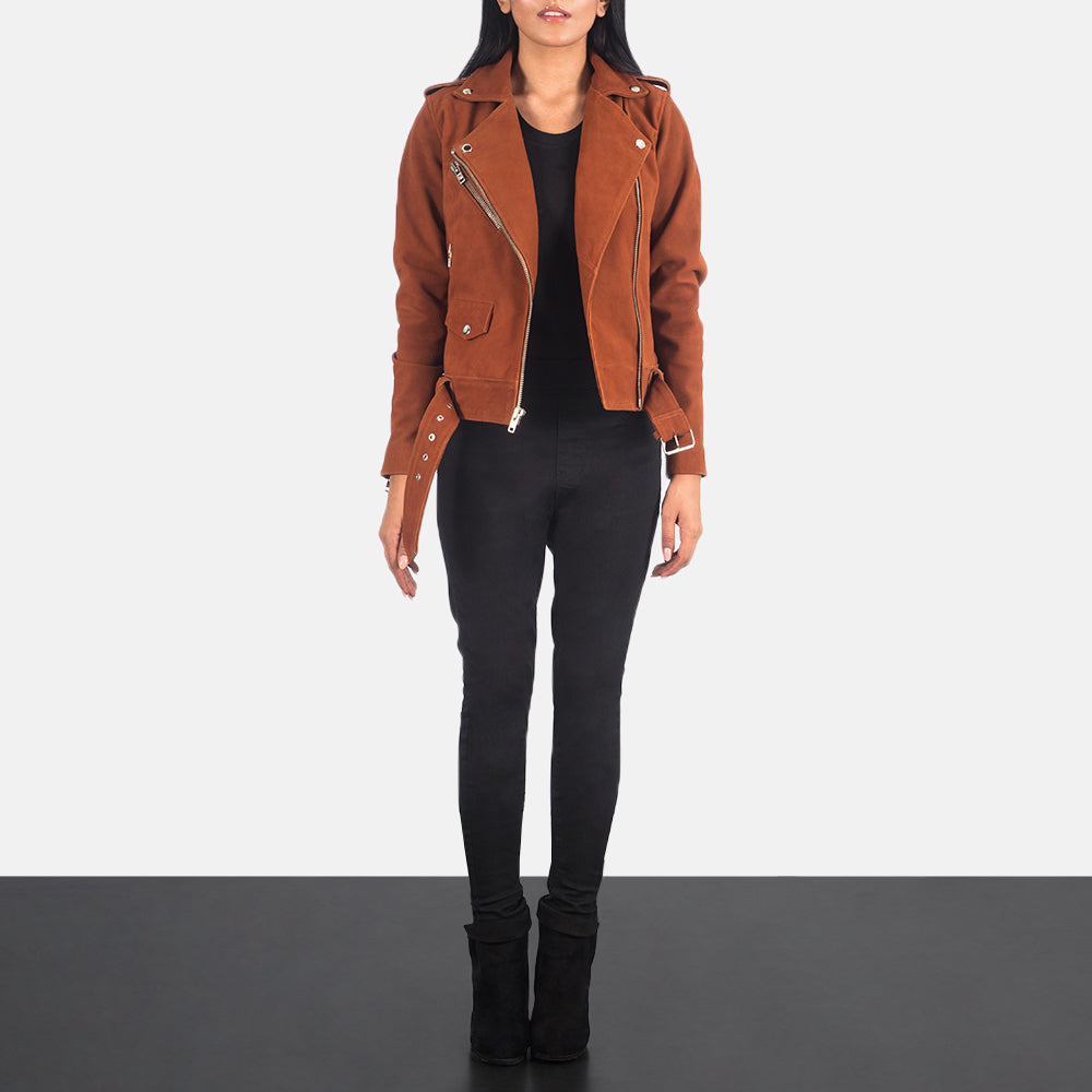 Suedette biker jacket womens on sale