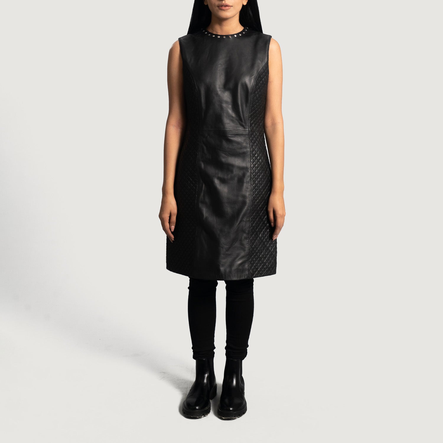 Women s Luxe Black Leather Dress The Jacket Maker