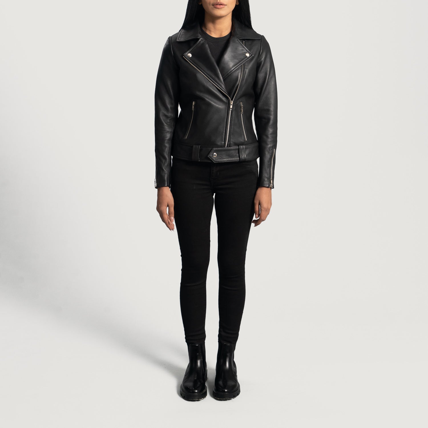 Women s Rumy Black Leather Biker Jacket The Jacket Maker
